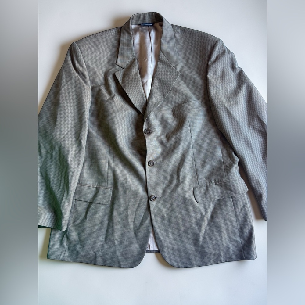 Vintage Wool Blazer Mens XL 46R Brown Check Jacket